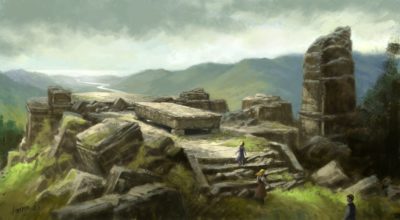 The Girls Approaching the Stone Table Concept Art