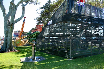 Grandstands Being Installed (Photo by the Bayside Bulletin) Grandstands Being Installed (Photo by the Bayside Bulletin)