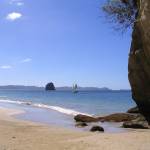Filming at Cathedral Cove, New Zealand