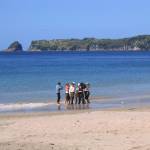 Filming at Cathedral Cove, New Zealand