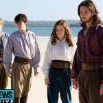 Caspian, Lucy, Edmund, and Eustace at the end of the world