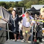 Premier Anna Bligh and Mark Johnson on set
