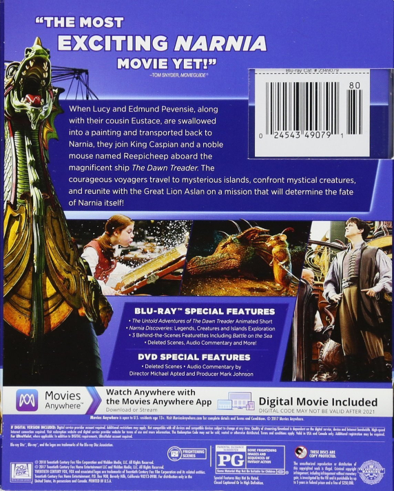 New Bluray/DVD Release of The Voyage of the Dawn Treader Narnia